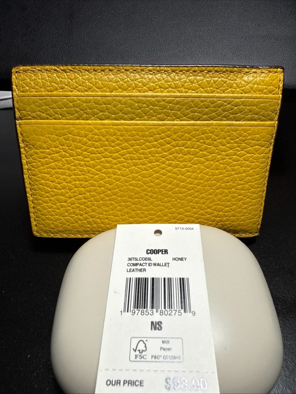 Michael Kors Yellow Pebbled Leather Compact Card Wallet